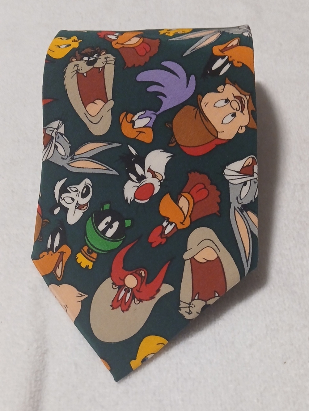 Warner Bros. Teal Tie with Multicolor Looney Tunes Faces